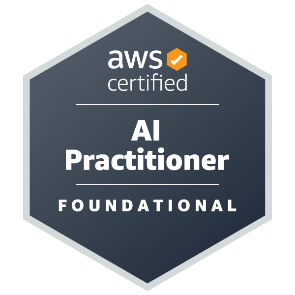 AWS Certified AI Practitioner, certified by Amazon Web Services